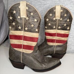 Colt Ford Size 5.5 American Flag Leather Cowboy Boots Grey Red White Snip Toe